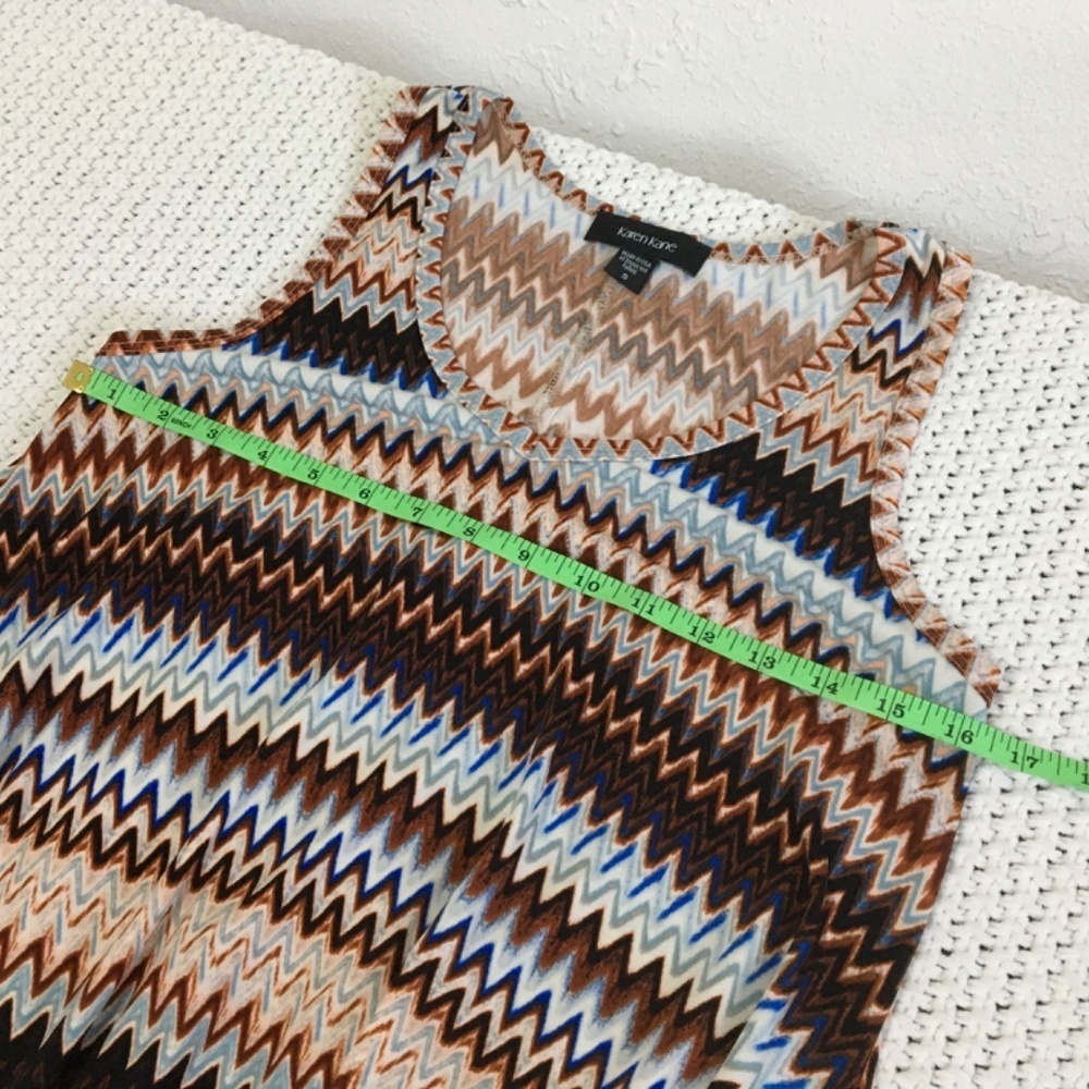 Karen Kane Multi Colored Zig Zag Pattern Blouse S… - image 3